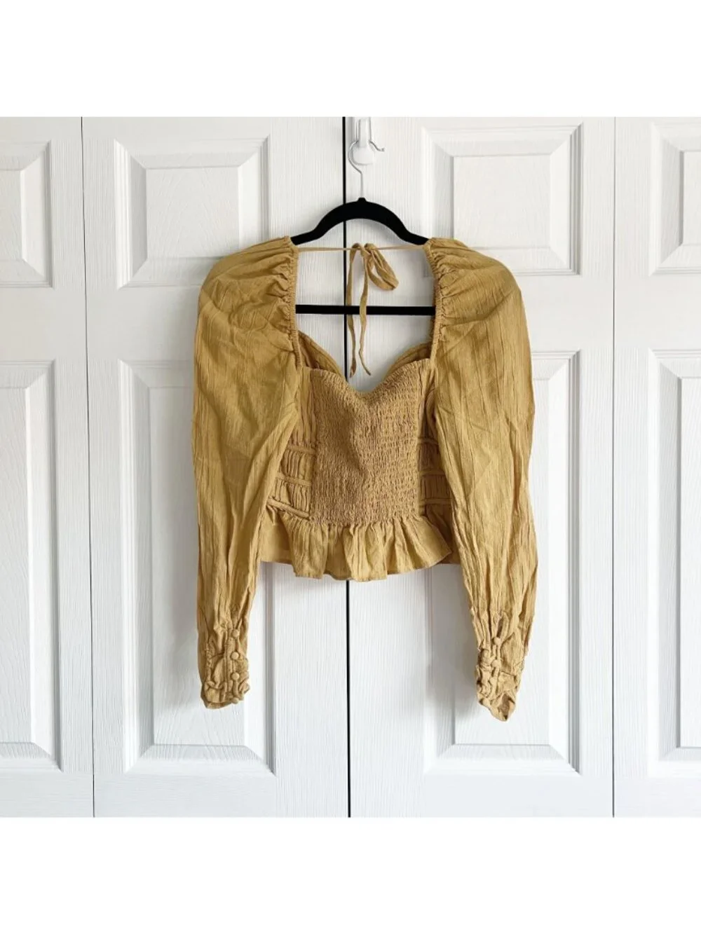 Free People Chloe Sweetheart Wired Long Sleeve Top Women's Size X-Small XS